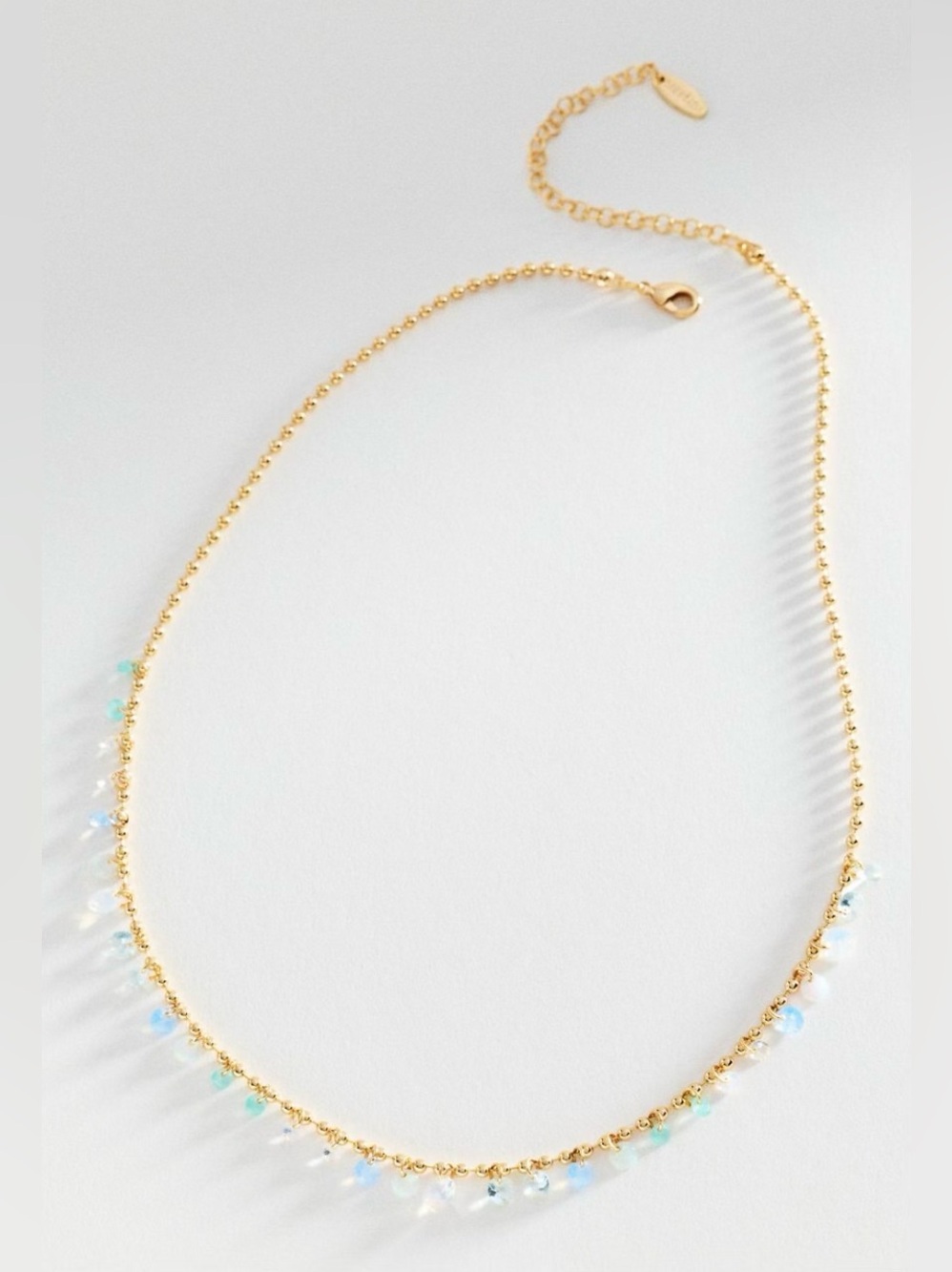Anthropologie Delicate Crystal Droplet Necklace | 14K Gold-Plated | 15”